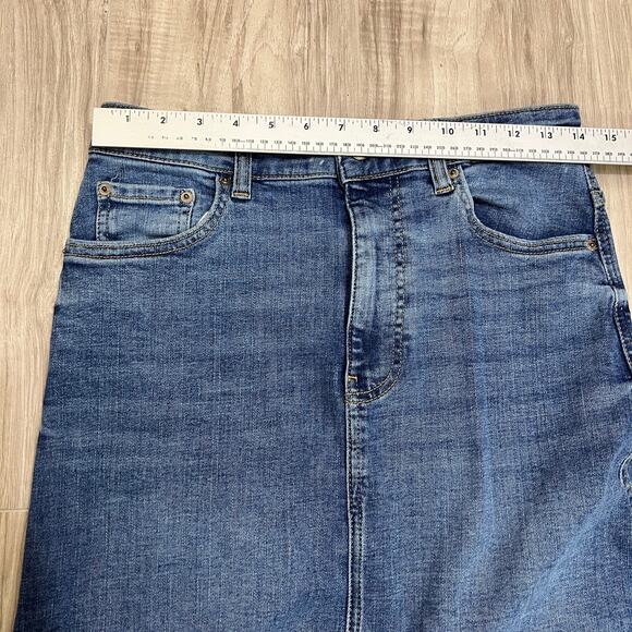ZARA High Waist Long Denim Pencil Skirt Size M Blue - Picture 5 of 10